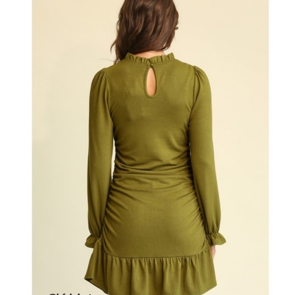 NWT Green Ruche Dress - Picture 4 of 5